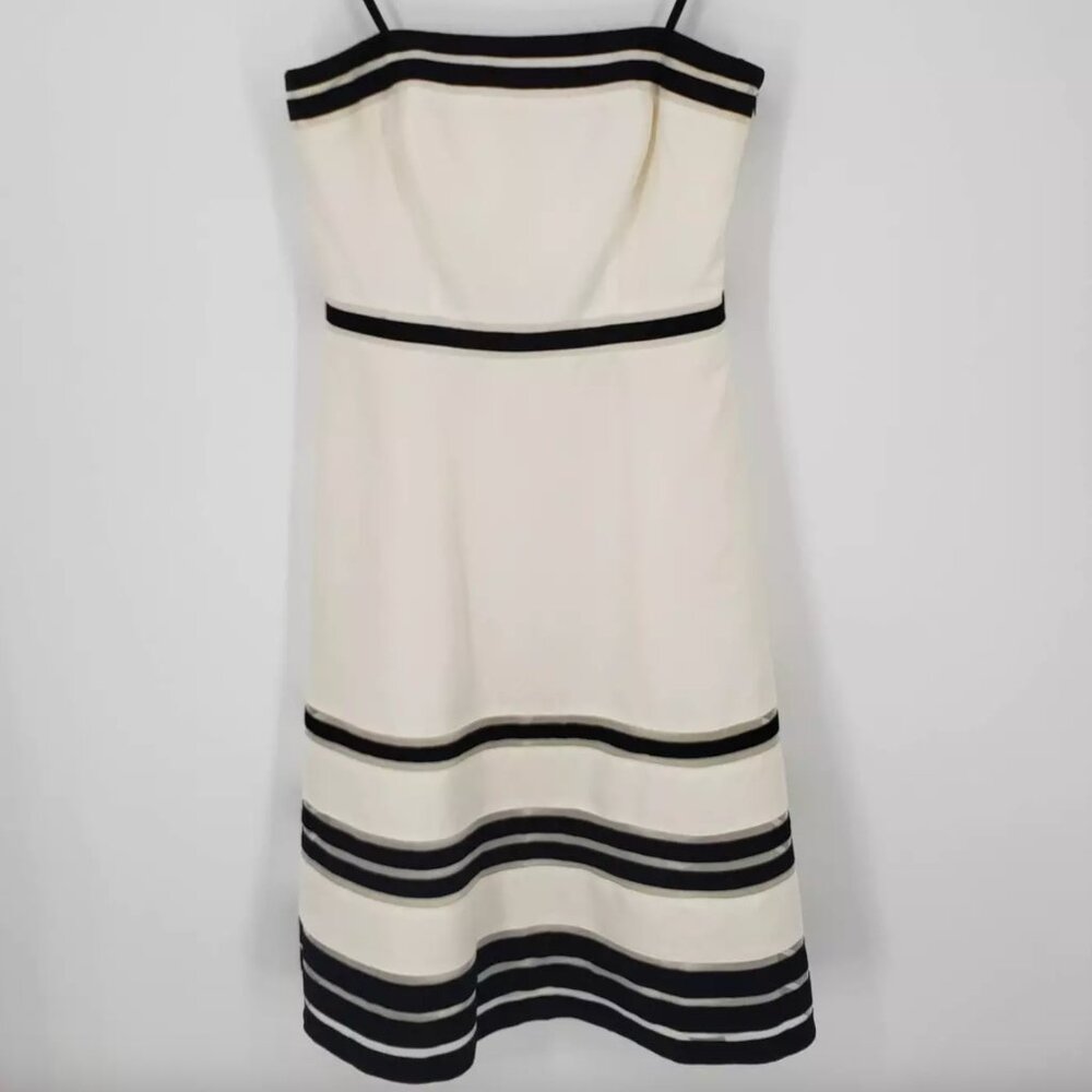 NWT Vintage Ann Taylor Fit and Flare Strapless Midi Dress Black and White Size 2